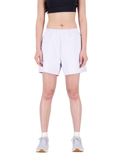 New Balance Nature State High Waist Cotton French Terry Shorts - White