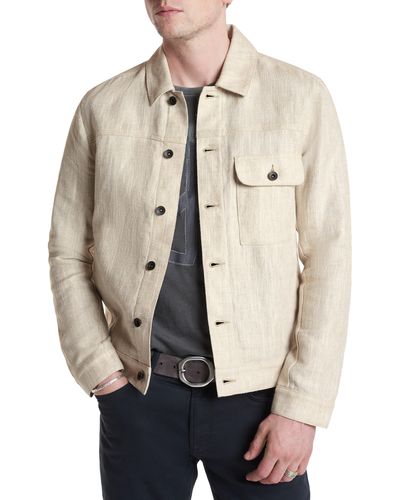 John Varvatos Drew Linen & Cotton Trucker Jacket - Natural