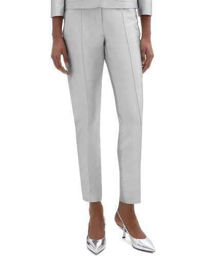 Theory Shan Slim Silk Ankle Tapered Pants - Gray