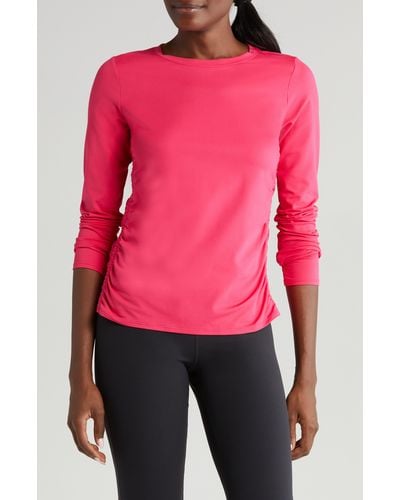 Zella Ruched Long Sleeve T-shirt - Pink