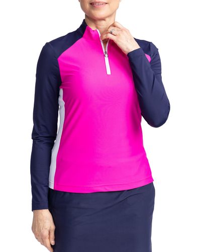 KINONA Cap To Tap Long Sleeve Polo Golf Top - Pink