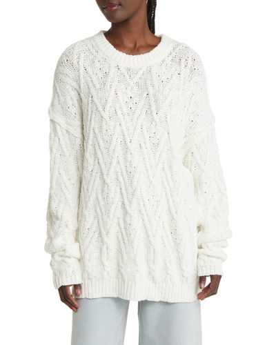 Free People Isla Cable Stitch Tunic Sweater - White