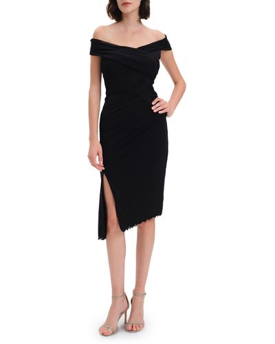 Diane von Furstenberg Lovinia Off The Shoulder Mesh Dress - Black