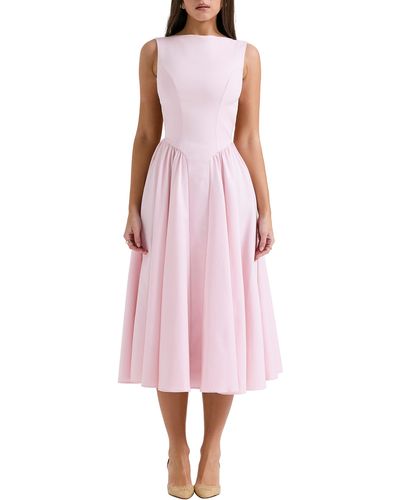 House Of Cb Florentina Open Back Cocktail Midi Dress - Pink