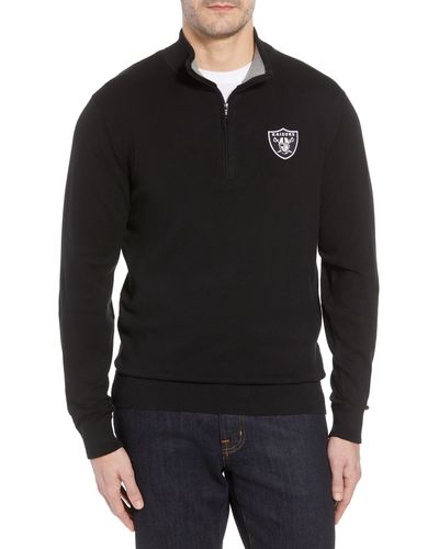 Cutter & Buck Las Vegas Raiders Lakemont Regular Fit Quarter Zip Sweater - Black