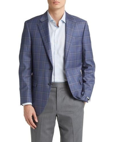 Peter Millar Tailored Fit Plaid Wool Sport Coat - Blue
