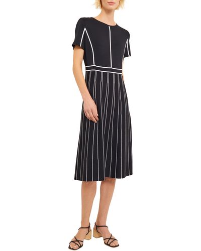 Misook Contrast Stripe Sweater Dress - Black