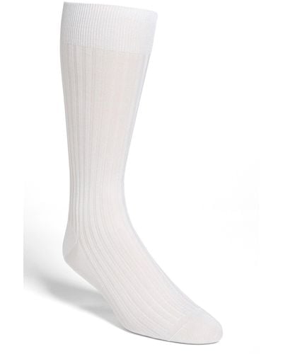 Pantherella Cotton Blend Mid Calf Dress Socks - White