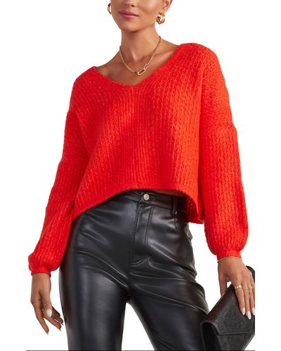 Vici Collection Egremont V-neck Crop Sweater - Red