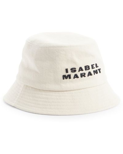 Isabel Marant Haley Logo Embroidered Cotton Canvas Bucket Hat - White