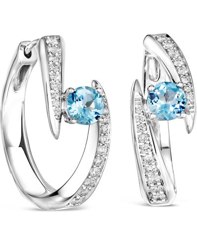 Hueb Aquamarine & Diamond Hoop Earrings - Blue
