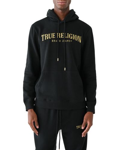 True Religion Shine Arch Embroidered Pullover Hoodie - Black