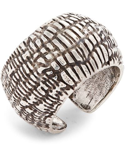 Gas Bijoux Wild Hand Engraved Snakeskin Ring - Metallic