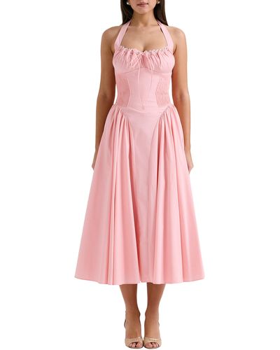 House Of Cb Adabella Floral Pleated Halter Sundress - Pink