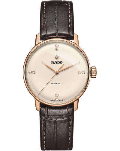 Rado Coupole Classic Diamond Leather Strap Watch - Black