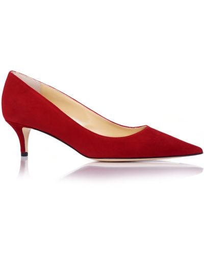 Marion Parke Classic Pointed Toe Kitten Heel Pump - Red
