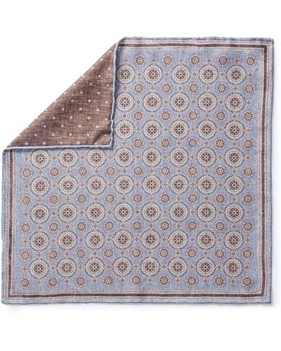 Jack Victor Selby Reversible Silk Pocket Square - Gray
