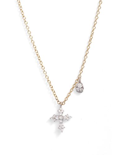 Meira T Diamond Cross Pendant Necklace - Blue