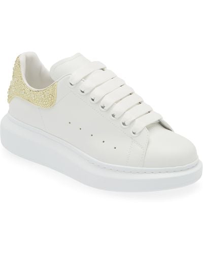 Alexander McQueen Oversized Crystal Embellished Sneaker - White