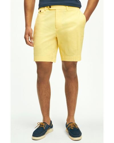 Brooks Brothers Flat Front Stretch Poplin Chino Shorts - Yellow