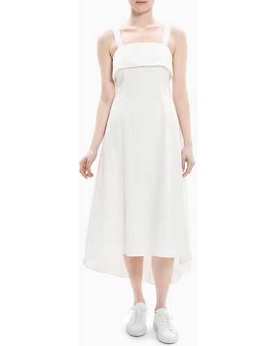 Theory High-low Linen Blend Dress - White