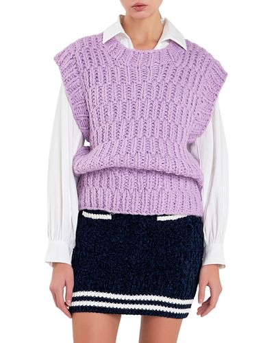 English Factory Chunky Cap Sleeve Sweater - Purple