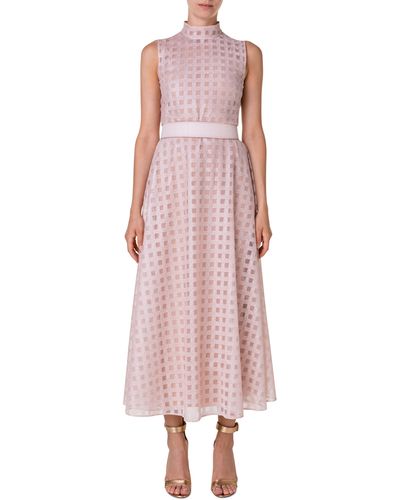 Akris Square Embroidered Silk Tulle Dress - Pink