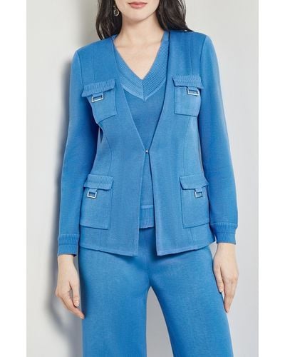 Misook Knit Jacket - Blue