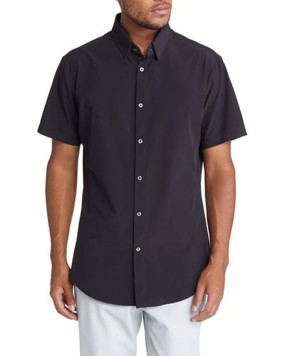 Mizzen+Main Mizzen+main Leeward Trim Fit Short Sleeve Button-up Shirt - Black