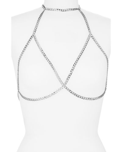 VIDAKUSH Curb Chain Bikini Body Jewelry - White
