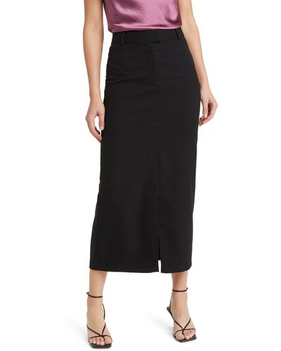 TOPSHOP Fishtail Denim Maxi Skirt - Black