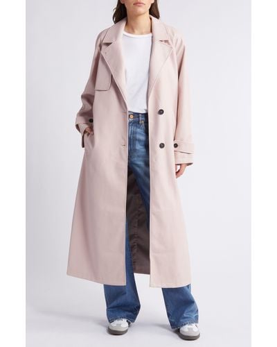 TOPSHOP Faux Leather Trench Coat - Pink