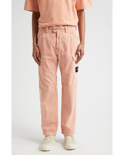 Stone Island Cotton Blend Cargo Pants - Pink