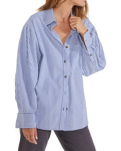 eTica Ética Mallory Pleated Sleeve Oversize Shirt - Blue