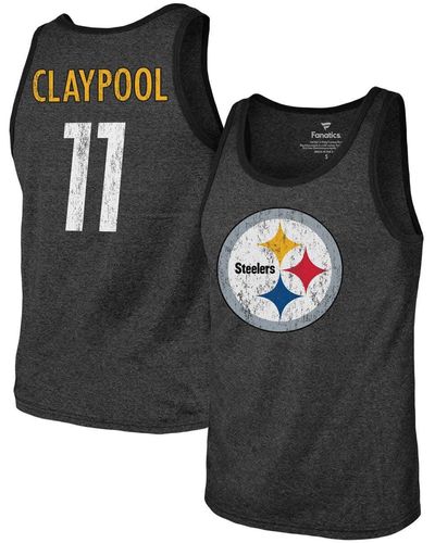 Majestic Threads Chase Claypool Heathered Pittsburgh Steelers Name & Number Tri-blend Tank Top At Nordstrom - Black