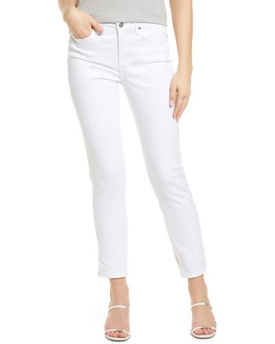 NYDJ Sheri Side Slit Slim Ankle Jeans - White