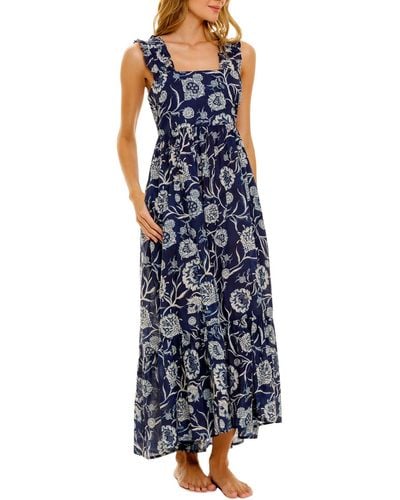 The Lazy Poet Mika Linen Nightgown At Nordstrom - Blue
