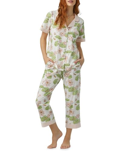 Bedhead Print Stretch Organic Cotton Jersey Crop Pajamas - Multicolor