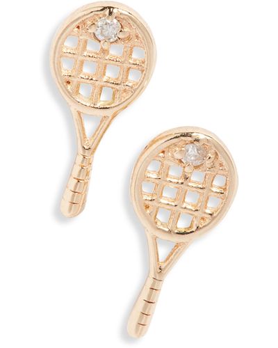 Anzie Love Letter Tennis Diamond Stud Earrings - White