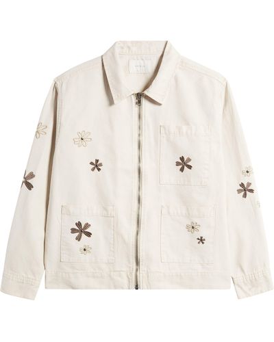 PacSun Floral Embroidered Cotton Jacket - Natural