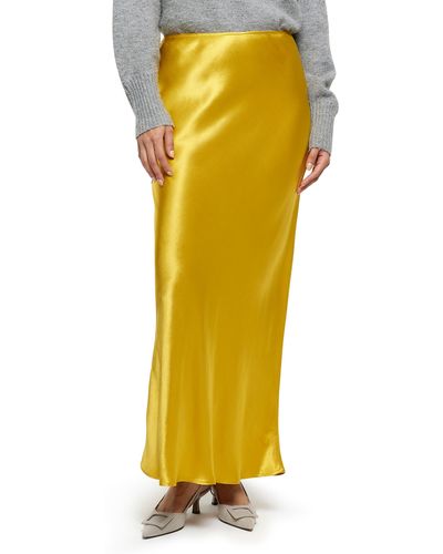 River Island Easy Bias Cut Satin Maxi Skirt - Yellow