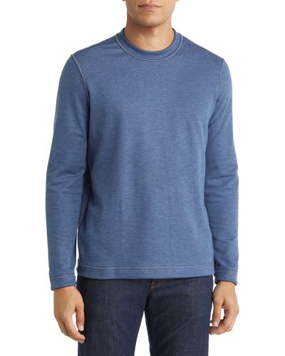 Johnston & Murphy Reversible Cotton & Modal Blend Sweater - Blue