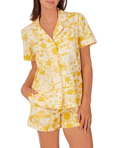 Bedhead Print Organic Cotton Poplin Short Pajamas - Yellow