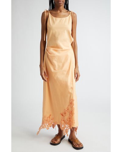 Acne Studios Daya Guipure Lace Handkerchief Hem Cotton Slipdress - Orange