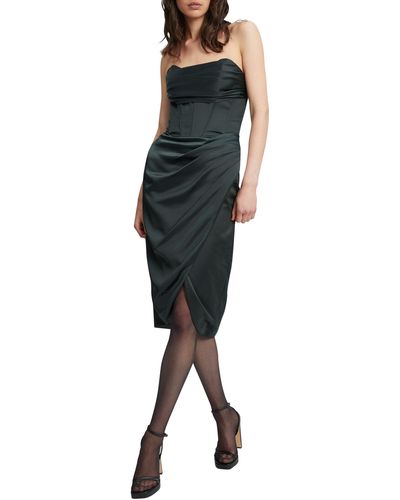 Bardot Jamila Strapless Satin Corset Dress - Black