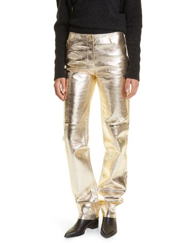 Proenza Schouler Metallic Leather Pants - Black