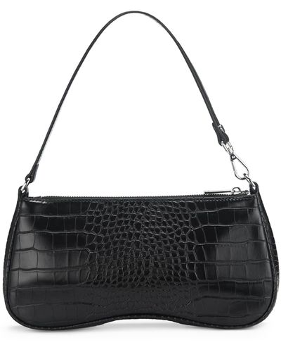 JW PEI Eva Croc Embossed Faux Leather Convertible Shoulder Bag - Black