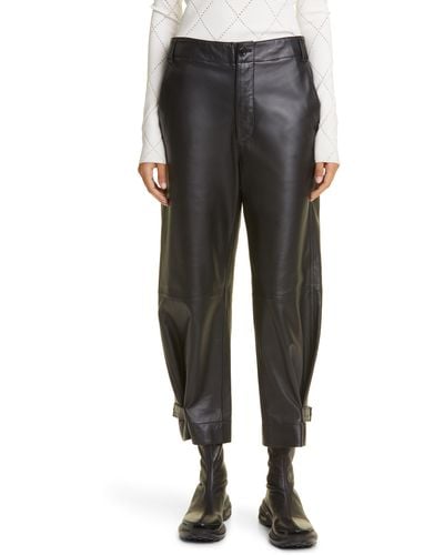 Proenza Schouler Tapered Leather Crop Pants - Black