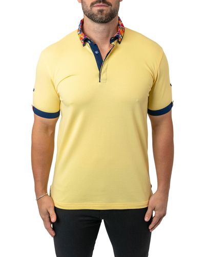 Maceoo Mozartsolid Button Down Piqué Polo At Nordstrom - Yellow
