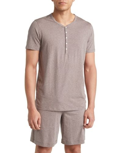 Daniel Buchler Henley Pajama T-shirt - Brown